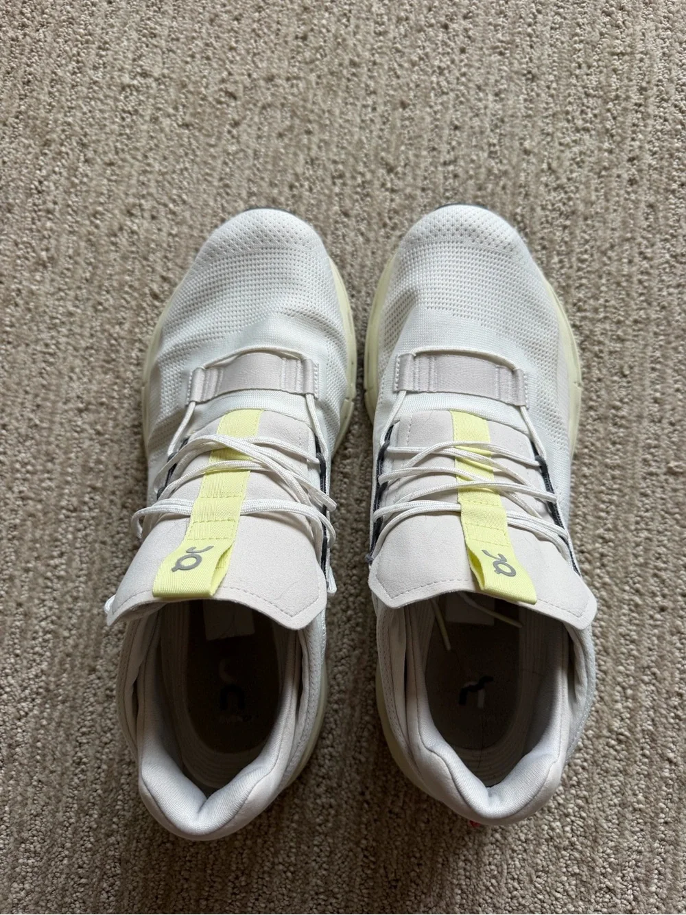 On Running Men’s Sneakers in White with Pale Yellow Accents